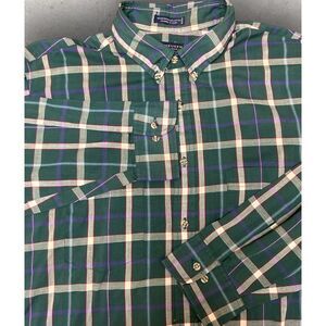 Van Heusen Sportswear Shirt Mens Large Blue Green Plaid Long Sleeve‎ Button Up